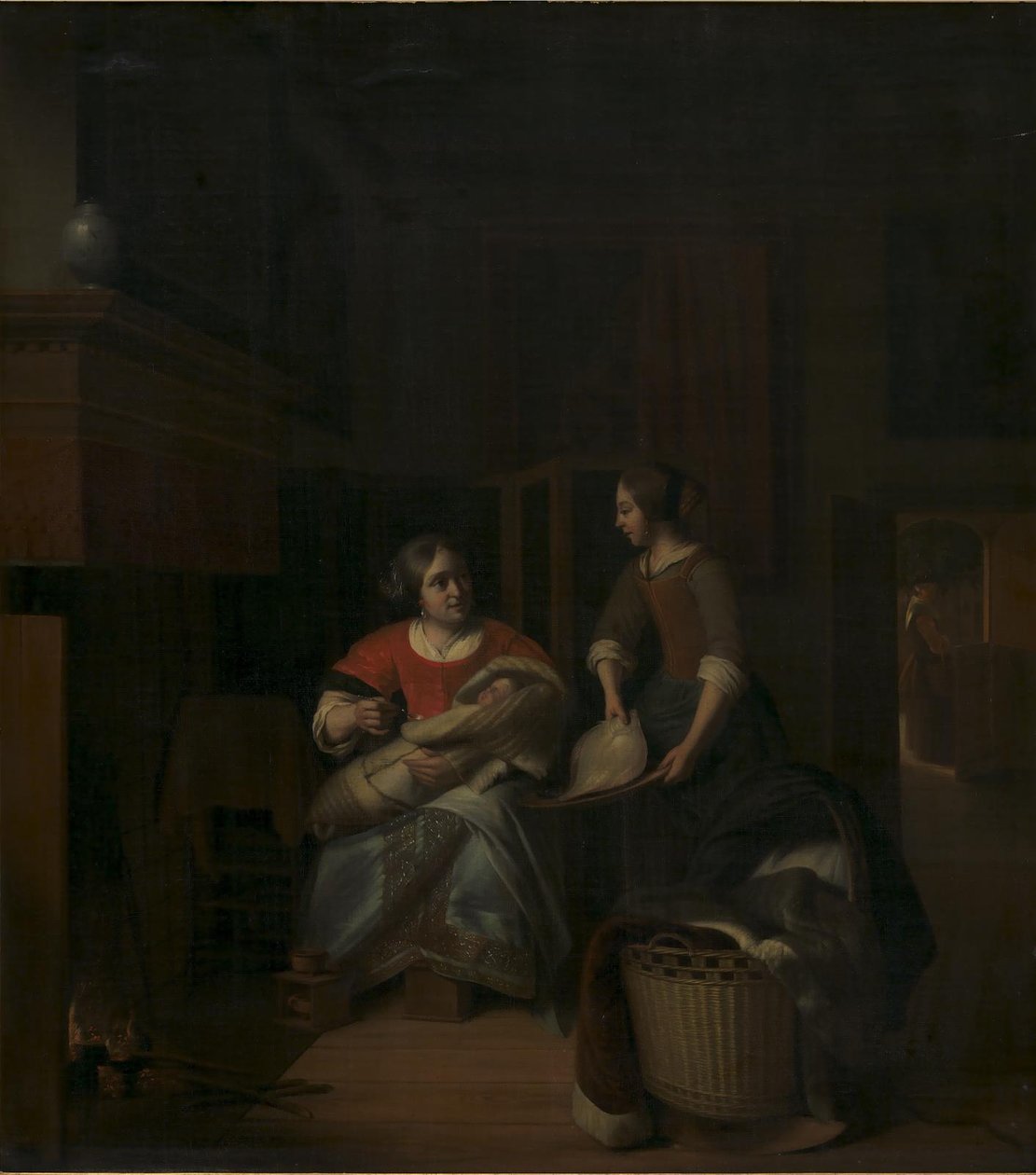 En husmor som instruerer hushjelpen sin av Pieter de Hooch