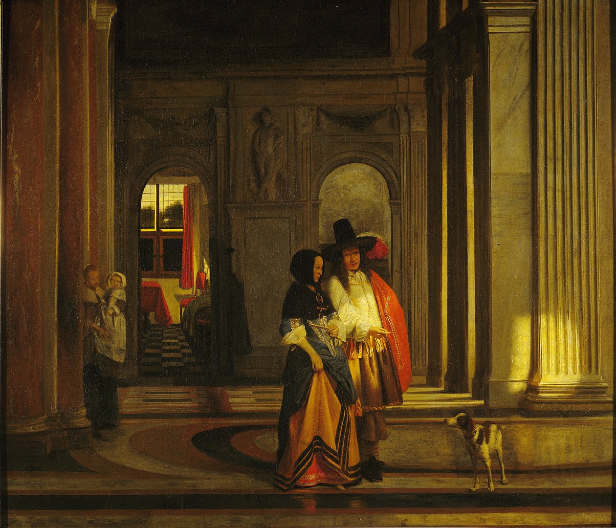 Avreise på vandringen av Pieter de Hooch