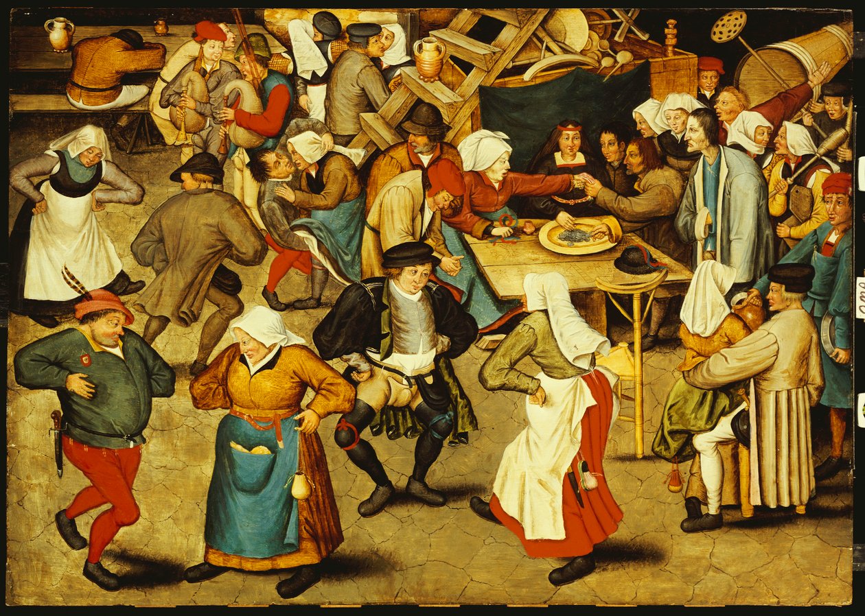 Innendørs bryllupsdans av Pieter Brueghel the Younger