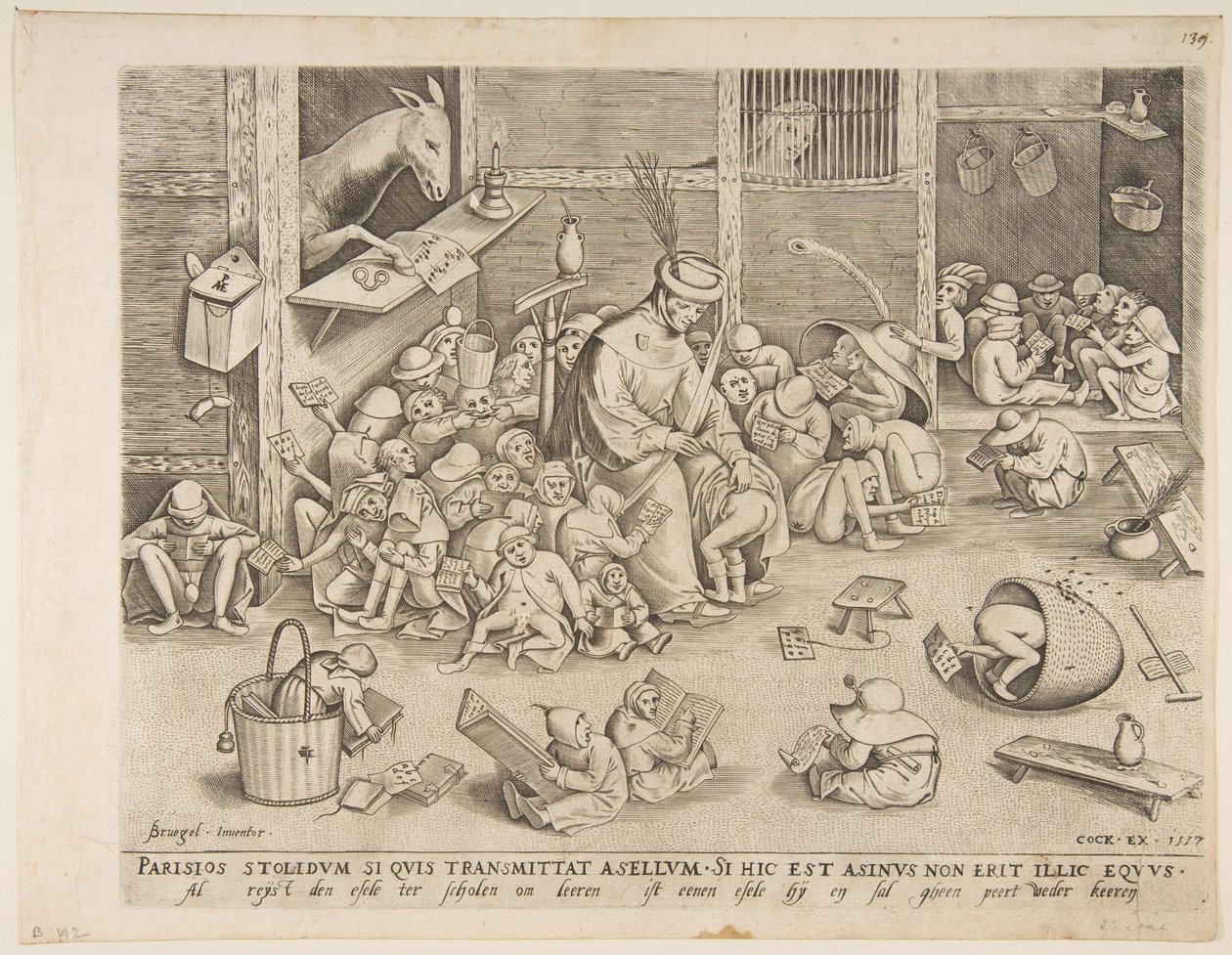 The Ass at School, 1557. av Pieter van der Heyden