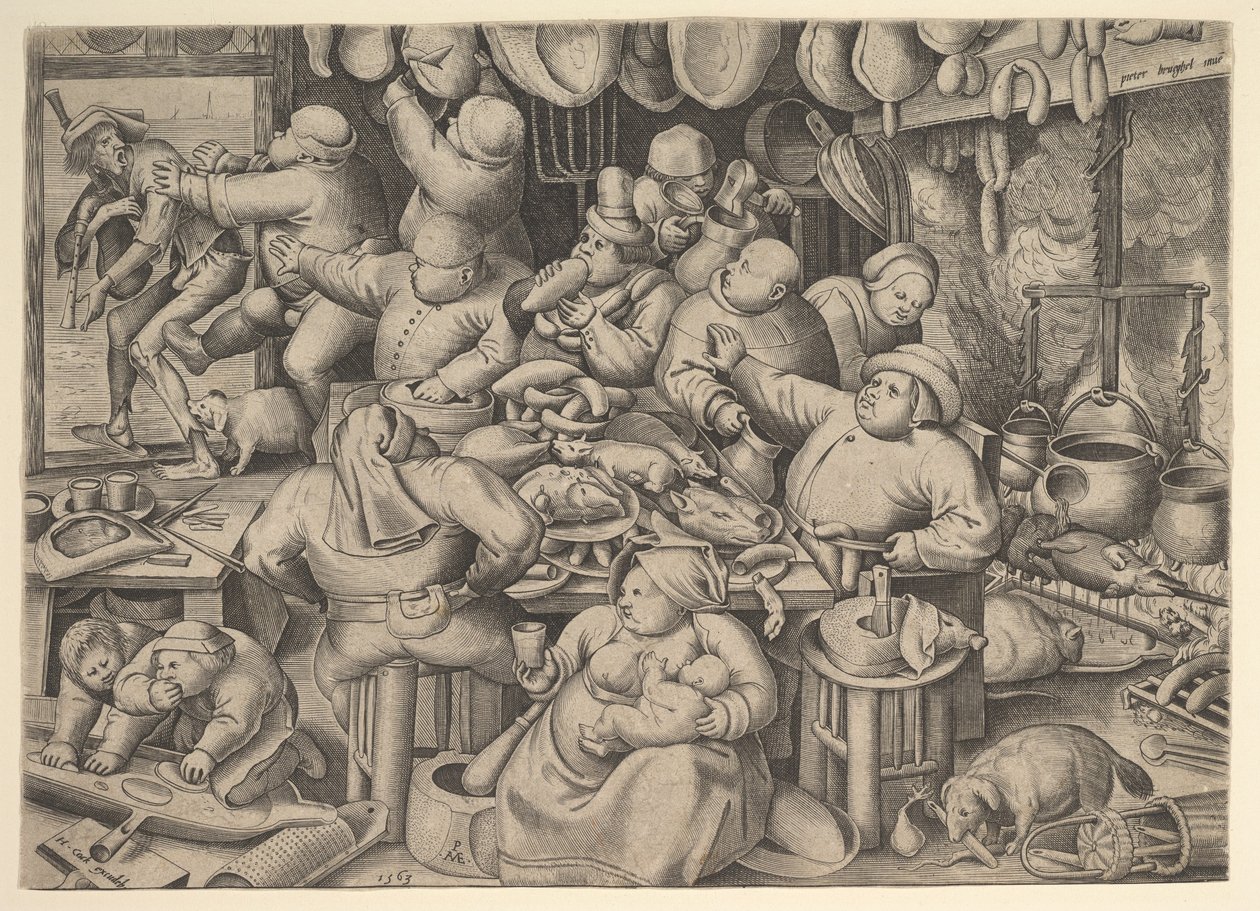 The Fat Kitchen, 1563. av Pieter van der Heyden