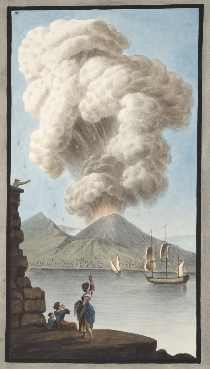 Vesuvs utbrudd, mandag 9. august 1779, plate 3, publisert som et supplement til 