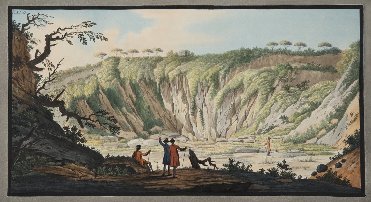 Utsikt tatt fra bunnen av krateret i Monte Nuovo, plate XXVII, fra 