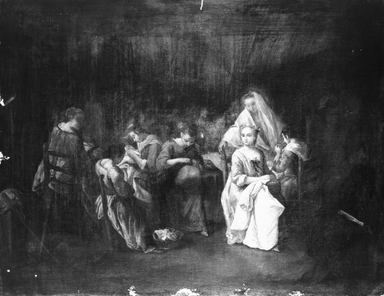 Jenter som syr av Pietro Longhi