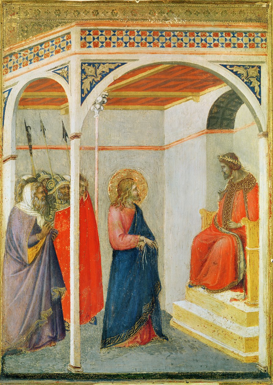 Kristus før Pontius Pilatus, ca. 1335 (tempera og bladgull på tre) av Pietro Lorenzetti