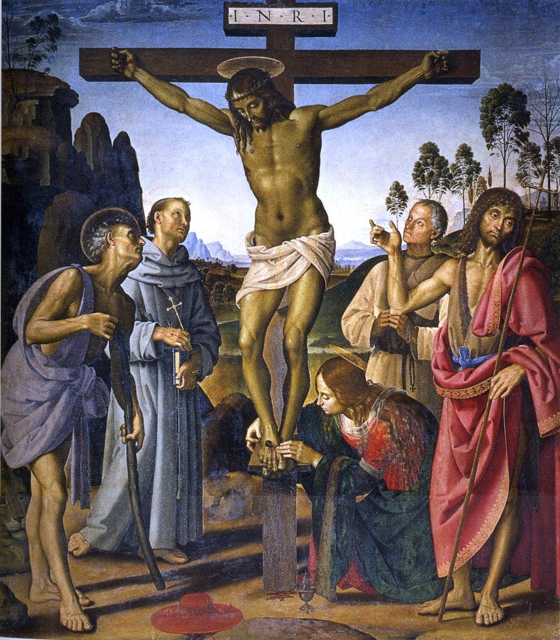 Korsfestelse med de hellige Jerome av Pietro Perugino
