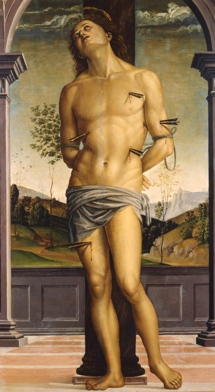 Saint Sebastian, ca. 1490 (olje på tre) av Pietro Perugino