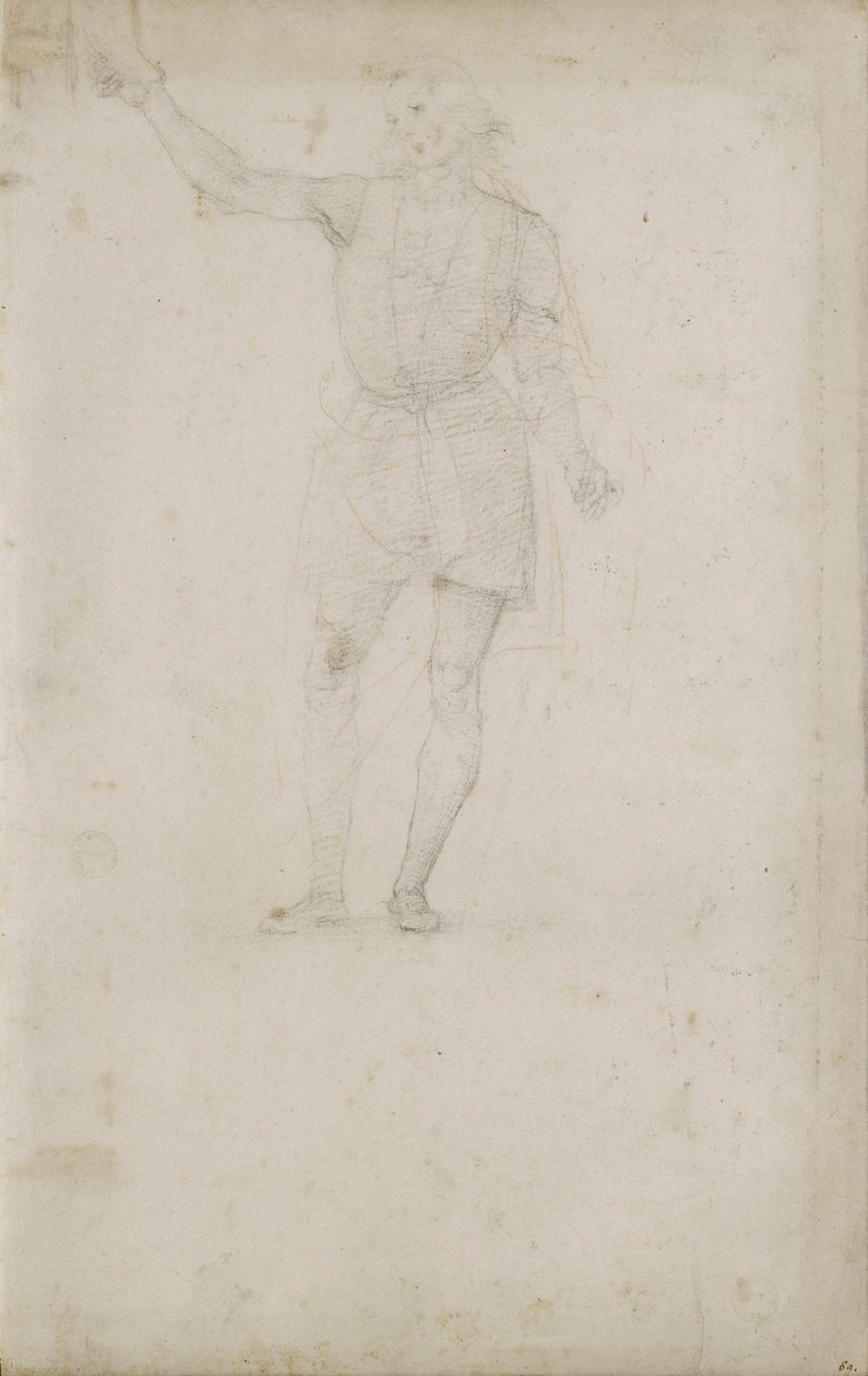 Studie for en døperen Johannes (kritt på hvitt papir) av Pietro Perugino