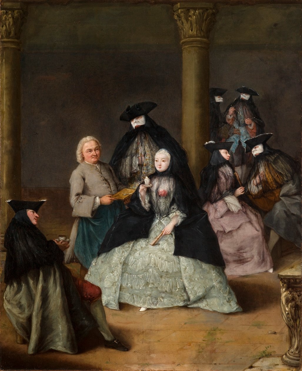 Maskert fest i en gårdsplass av Pietro Longhi