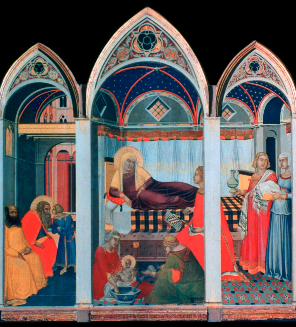 Jomfruens fødsel, 1342 av Pietro Lorenzetti