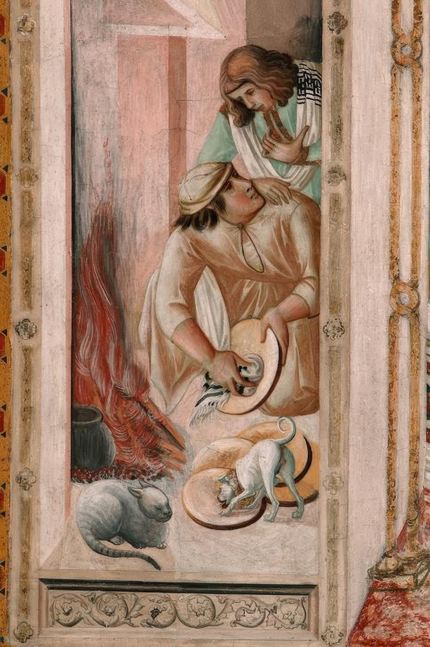 P. Lorenzetti, Nattverd, Kjøkken av Pietro Lorenzetti