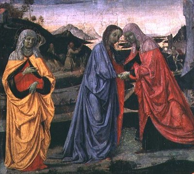 The Visitation (tempera på panel) av Pietro Perugino