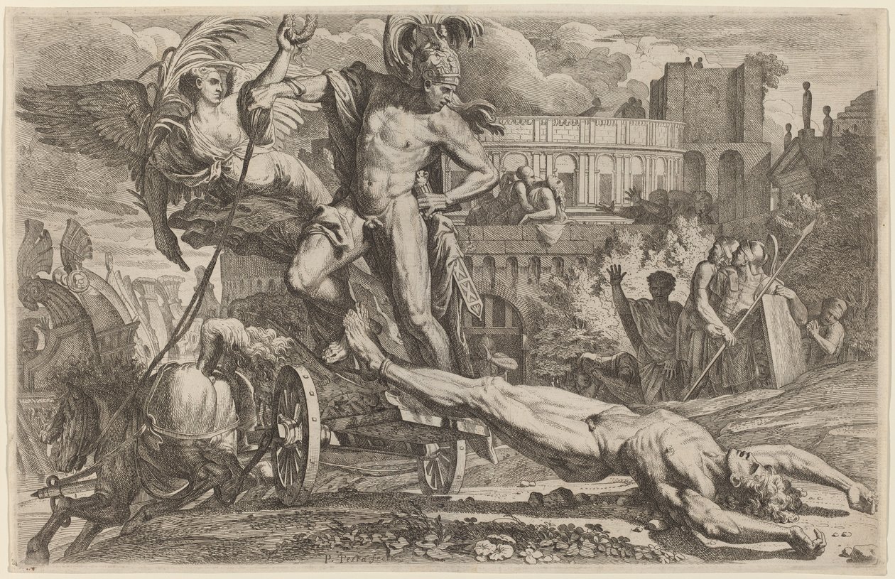 Achilles som drar kroppen til Hector av Pietro Testa