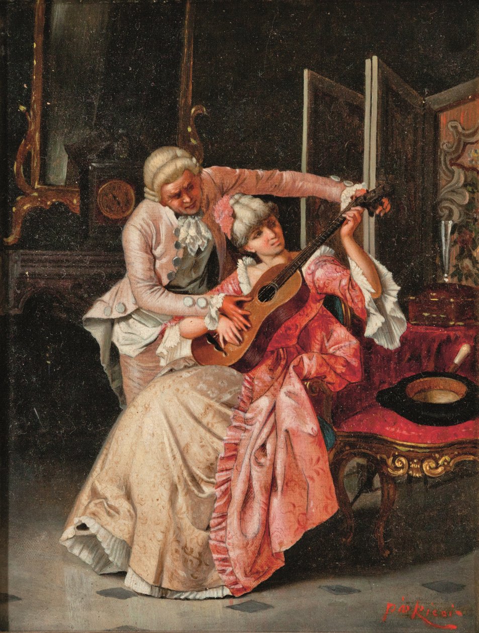 The Music Lesson (olje på lerret) av Pio Ricci