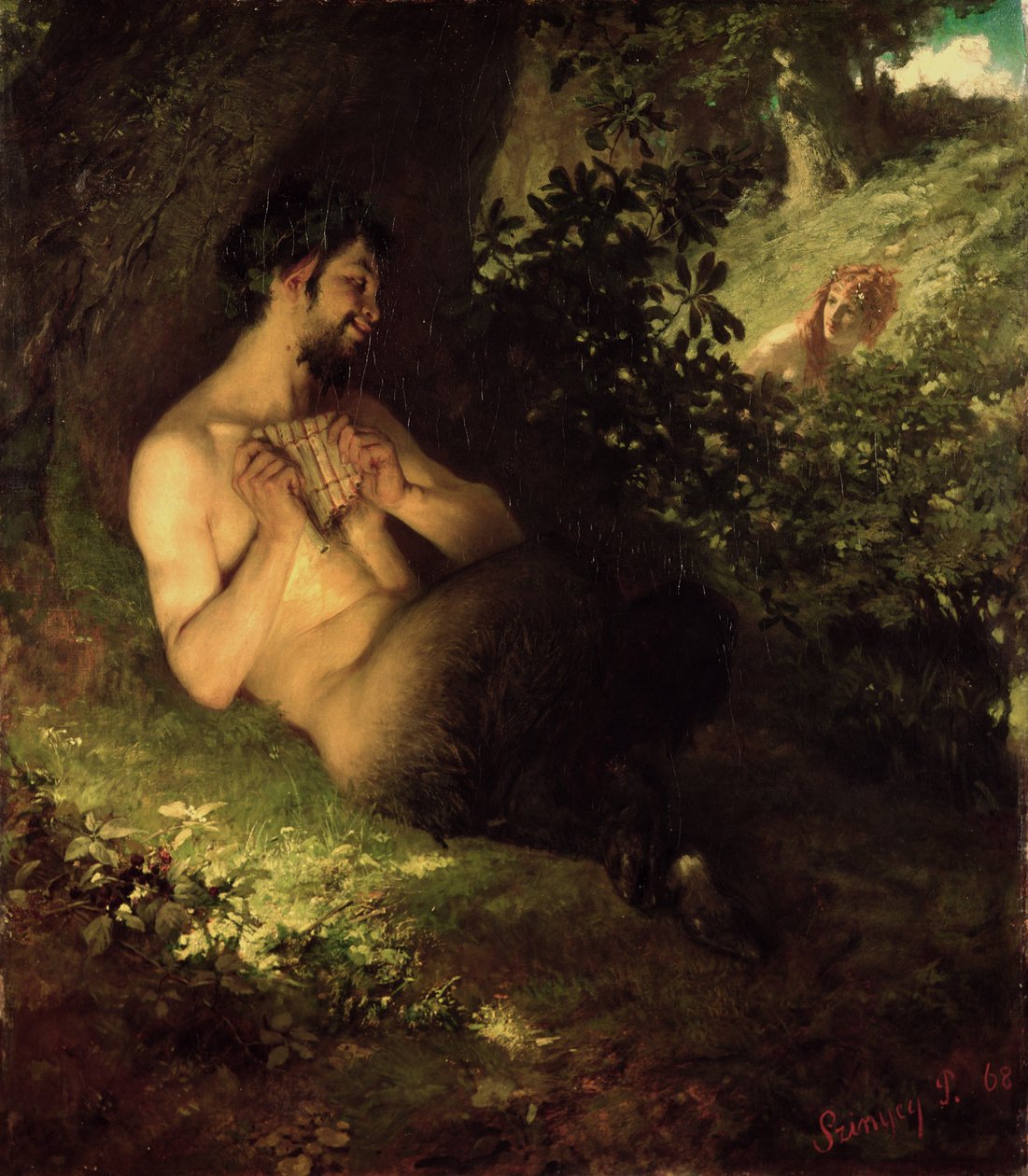 Faun og nymfe, 1868 av Pál Szinyei Merse