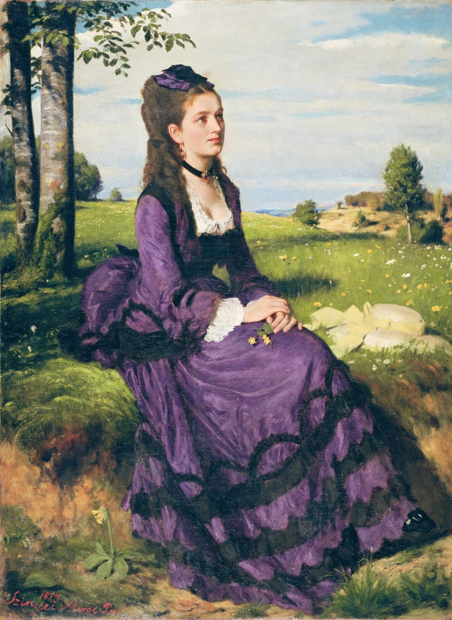 Kvinne i fiolett, 1874 av Pál Szinyei Merse