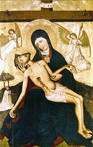 Pieta, ca. 1450 (tempera på panel) av Polish School