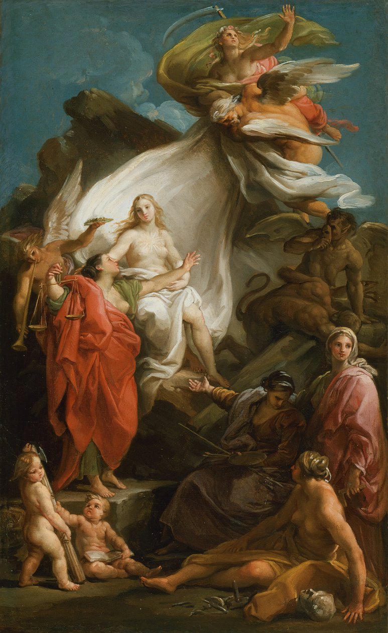 Time Unveiling Truth, 174045. av Pompeo Batoni