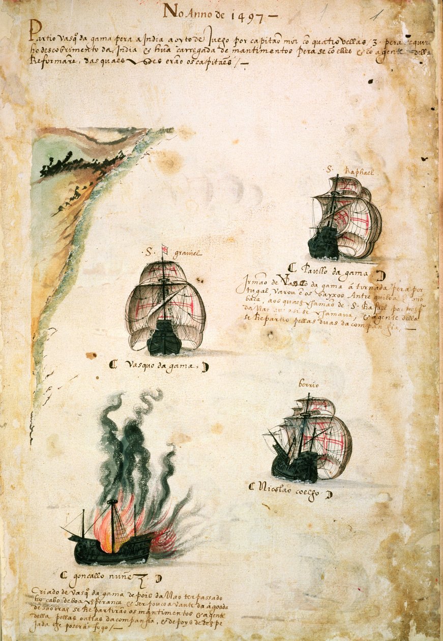 Avgang av Vasco da Gama (ca. 1469-1524) i 1497, fra 