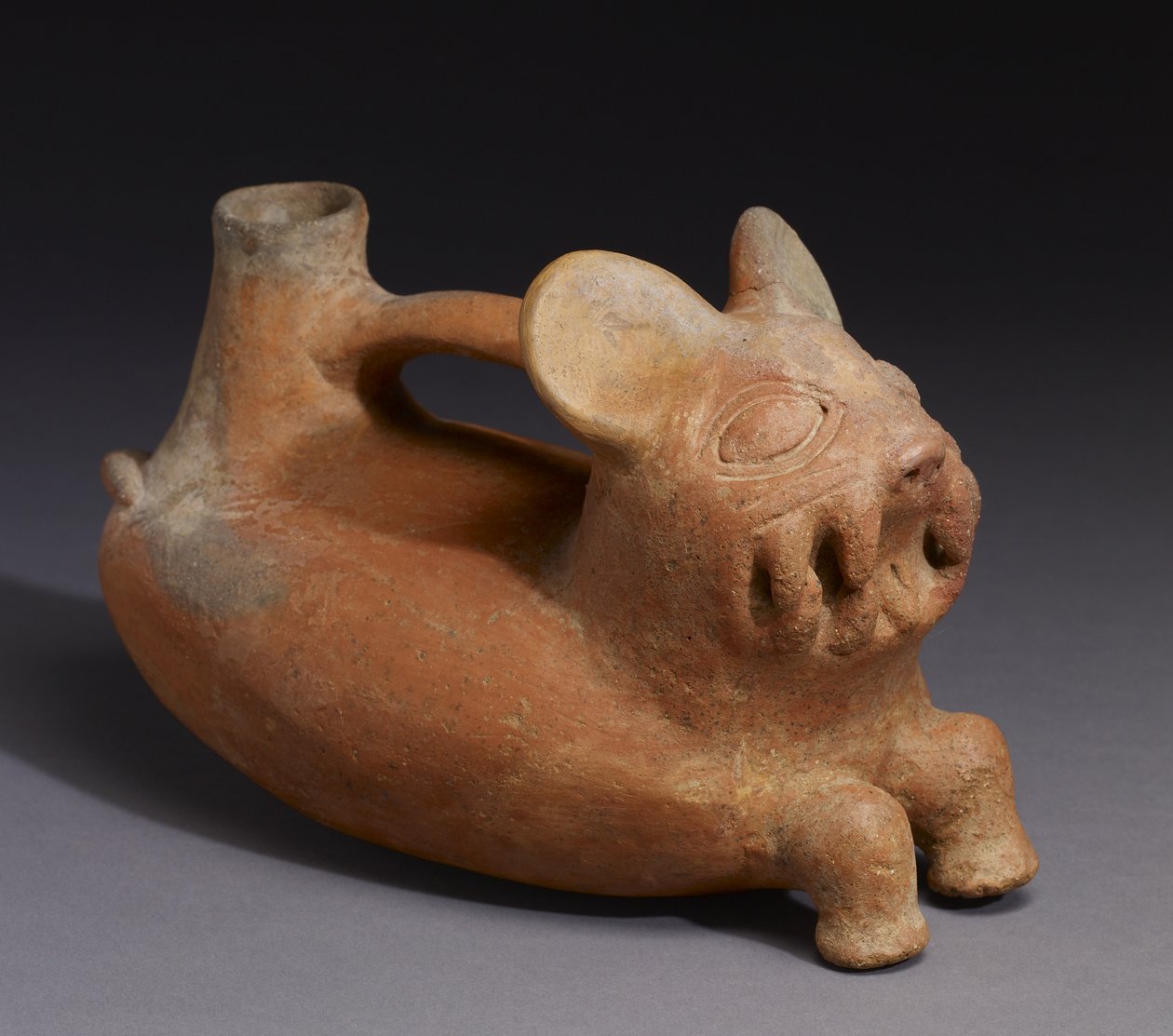 Feline Vessel, Vicus Culture (keramikk) av Pre Columbian