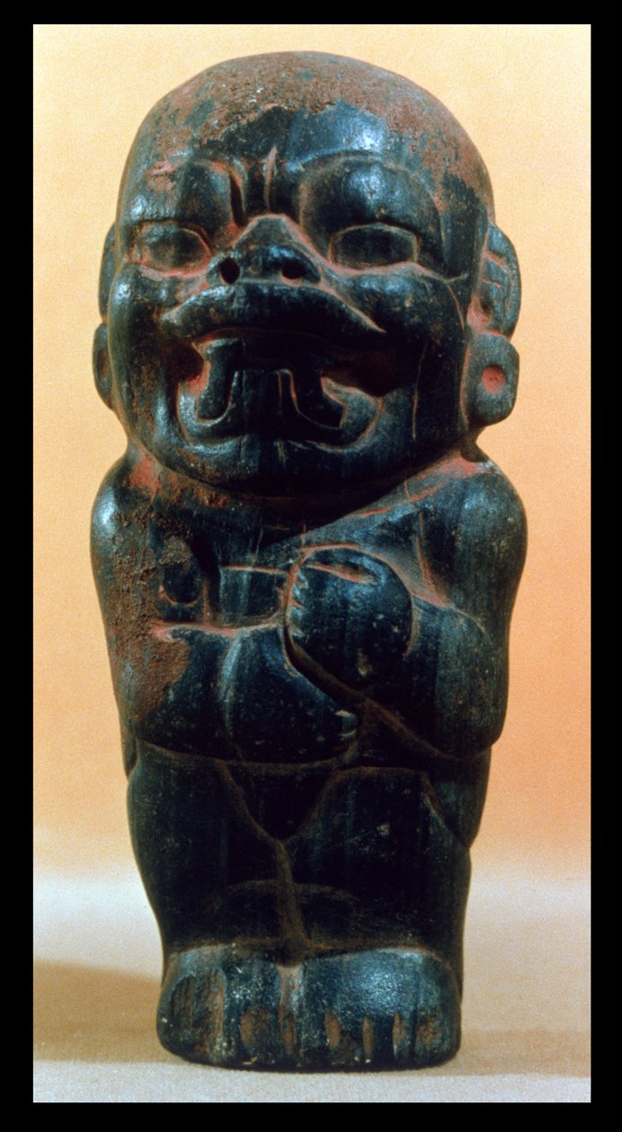 Figur med hodet til en Jaguar, fra Olmec Culture, 3000-1000 f.Kr. (keramikk) av Pre Columbian