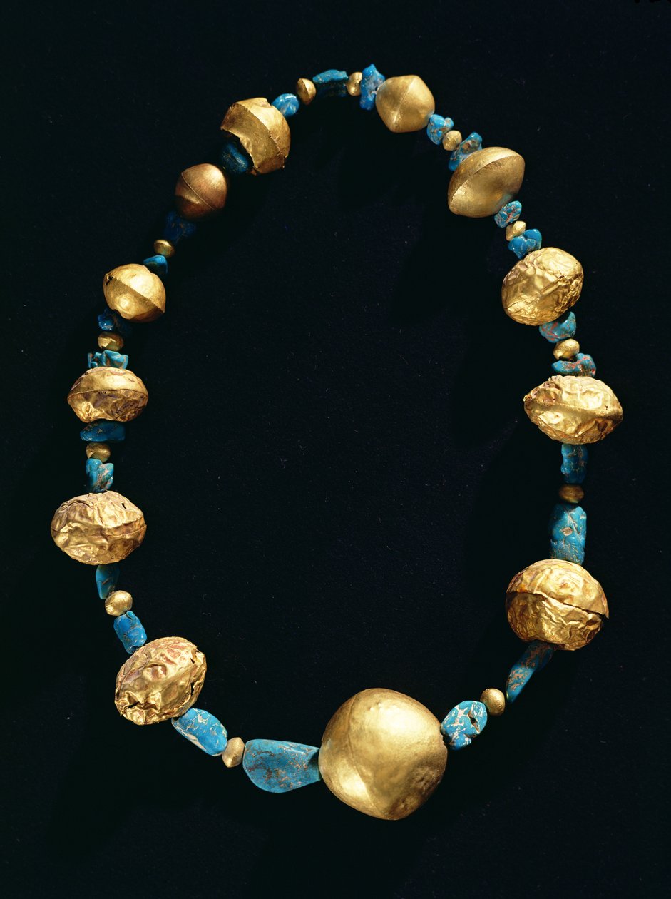 Halskjede (turkis og gull) av Pre Columbian