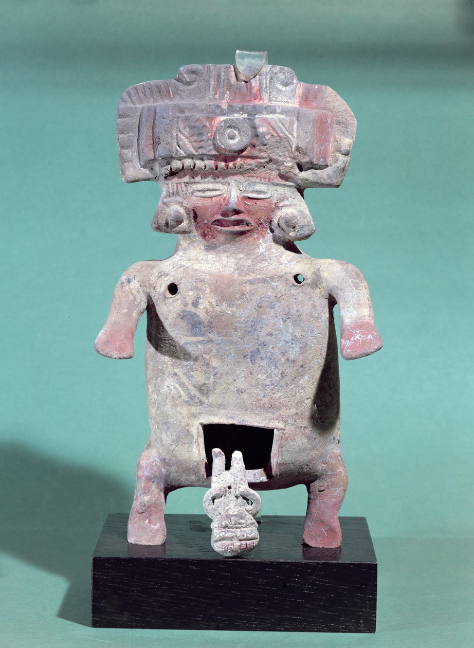 Statuett av en fødende kvinne (terrakotta) (se også 349763) av Pre Columbian