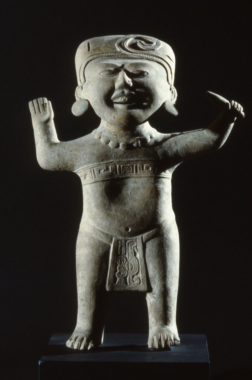 Totonac-statuett med et smilende ansikt, fra staten Veracruz, sen klassisk periode av Pre Columbian