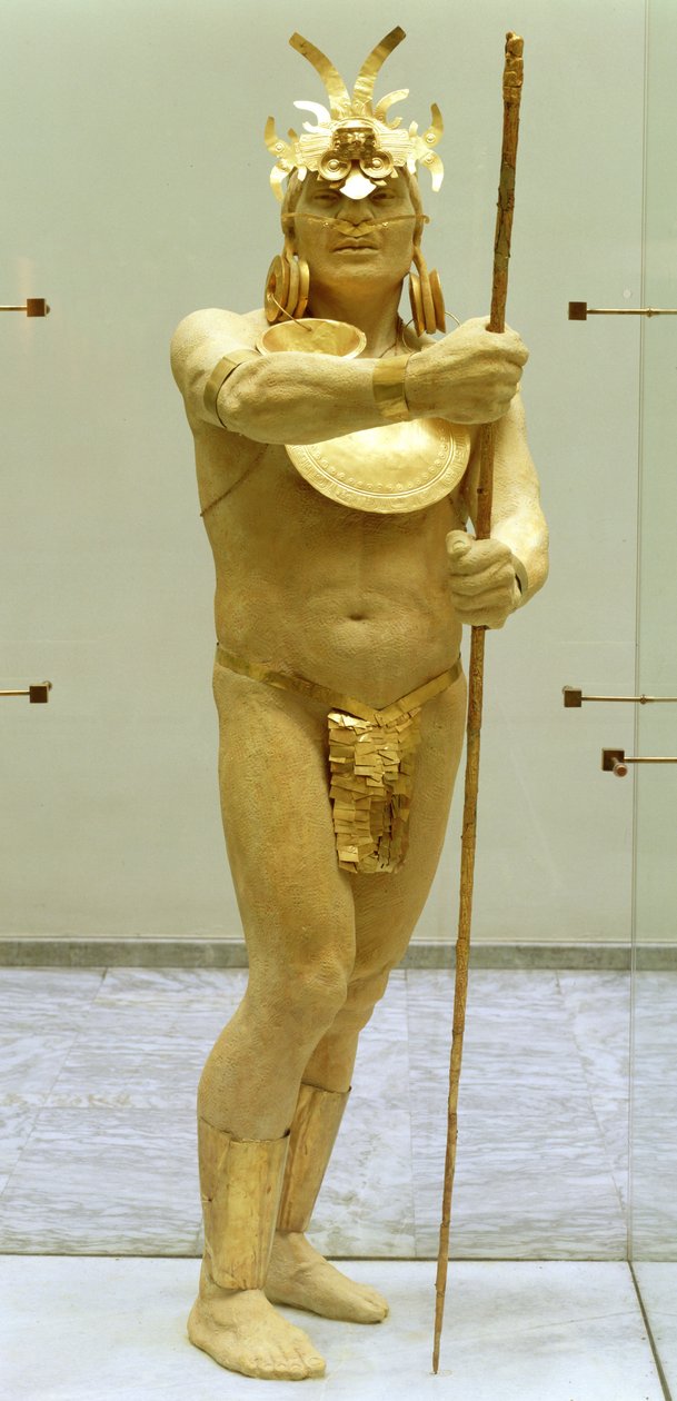 Kriger iført gullsmykker (gull) av Pre Columbian