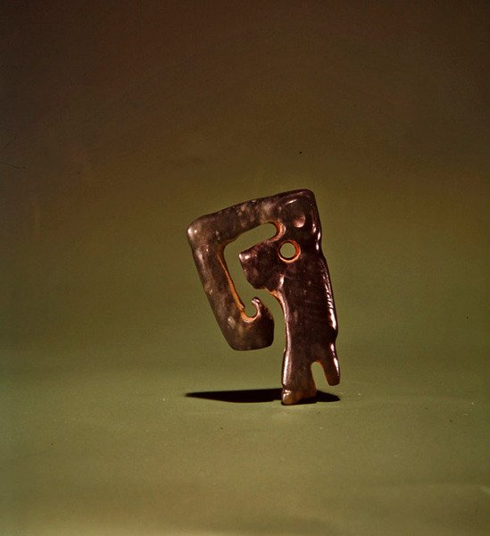 Nebbfugl, fra Guacimo, Linea Vieja-området (gjennomsiktig sjøgrønn jade) av Pre Columbian Pre Columbian