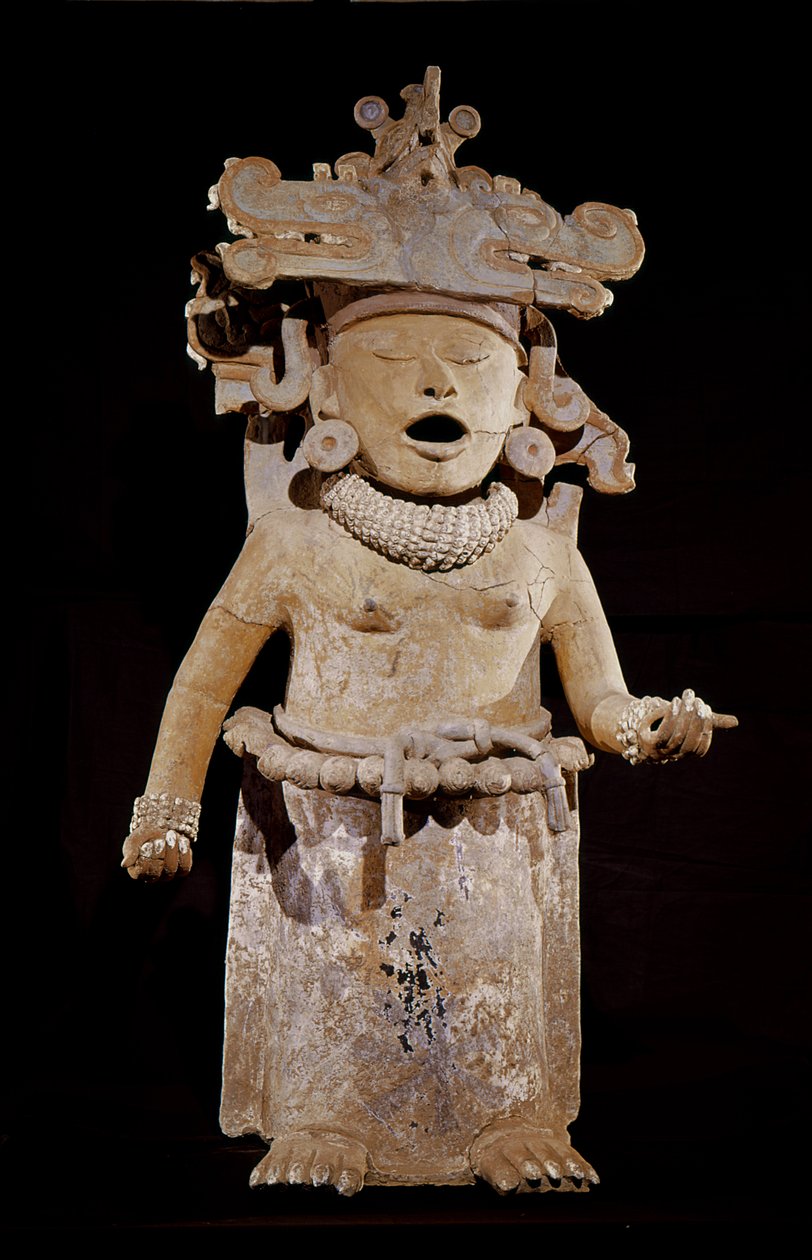 Cihuateotl-figur som representerer en kvinne som har dødd i fødsel, Remojadas Style, fra Tlalixcoyan, Vera Cruz (keramikk) av Pre Columbian Pre Columbian
