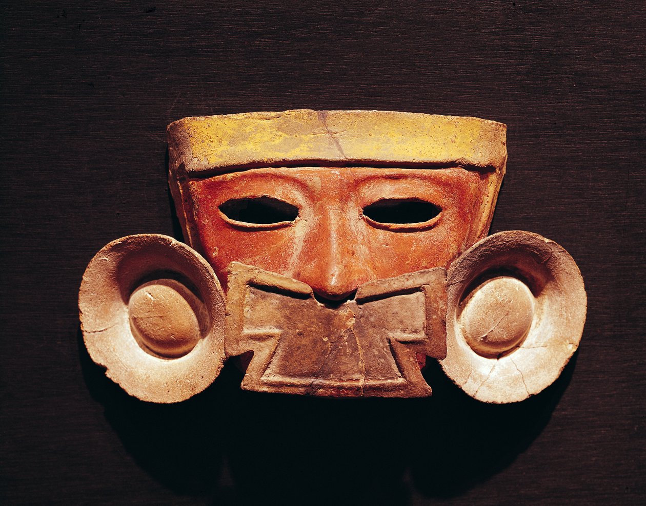 Menneskelig maske, fra Teotihuacan (malt stein) av Pre Columbian