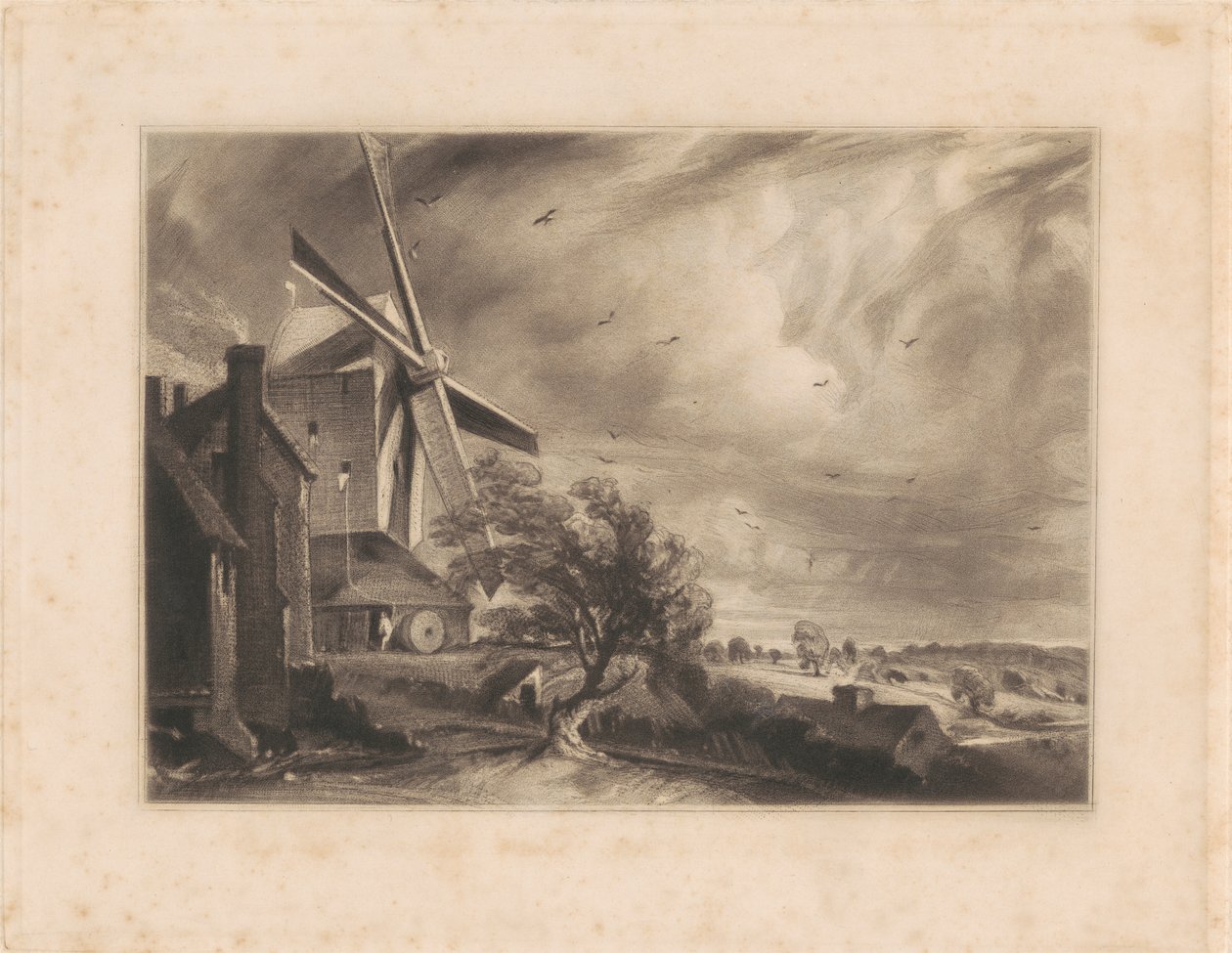 Mill nær Colchester av Print made by David Lucas