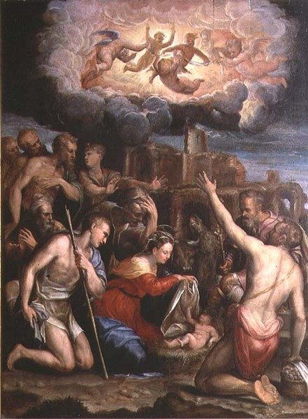 Tilbedelse av hyrdene av Prospero Fontana