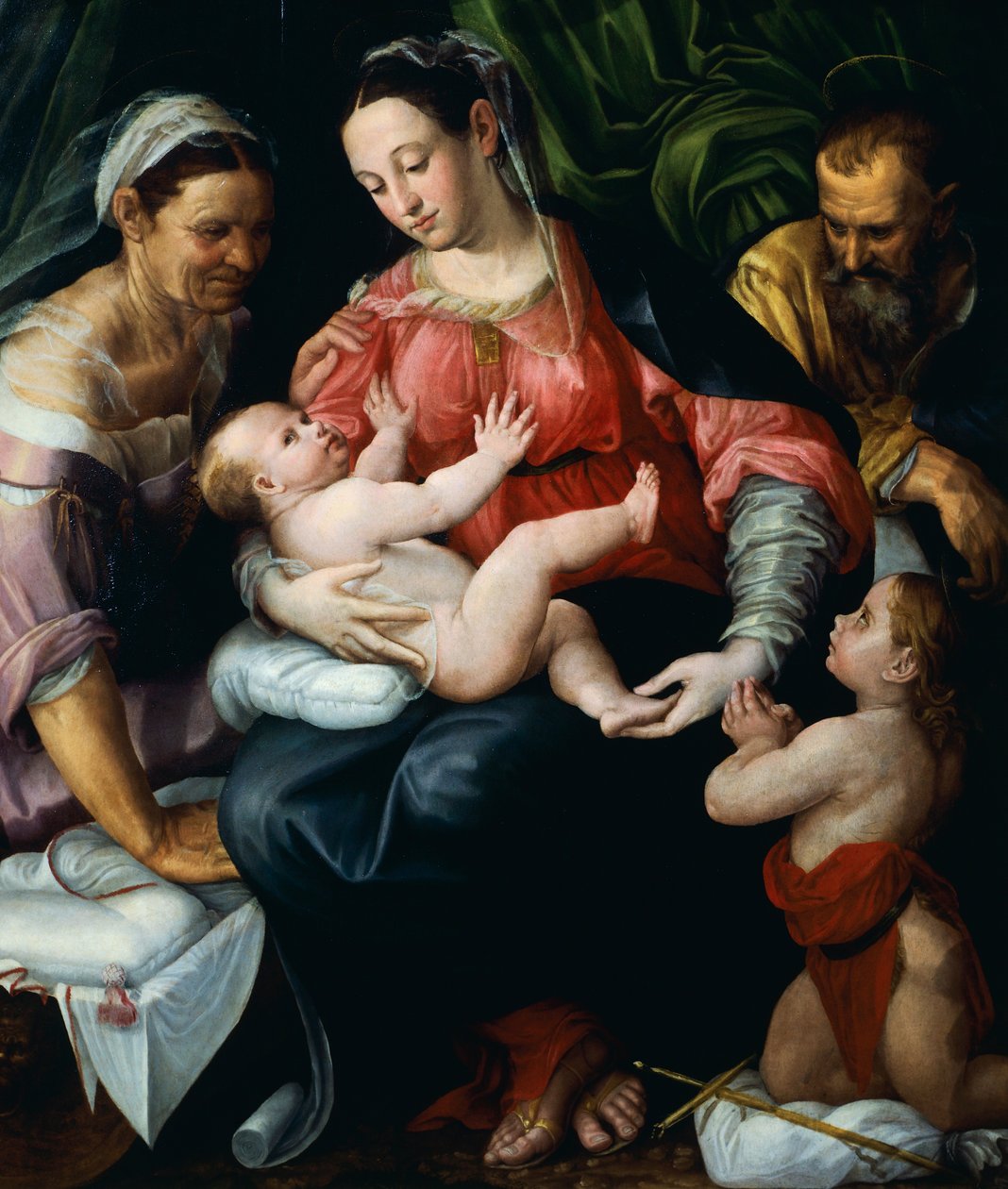 Hellig familie, av Prospero Fontana (1512-1597). av Prospero Fontana