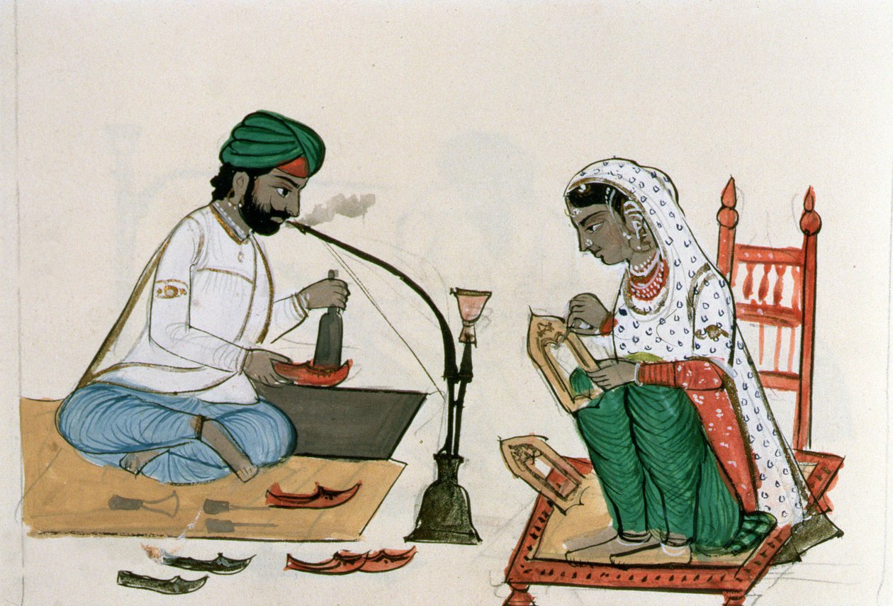 Skomaker (Mochi) ca. 1890 (wc på papir) av Punjabi School