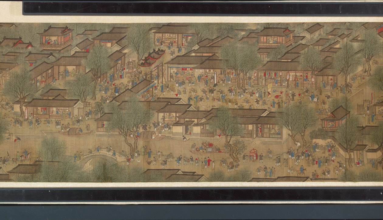 Spring Festival on the River (detalj), handscroll av Qing Dynasty Chinese School