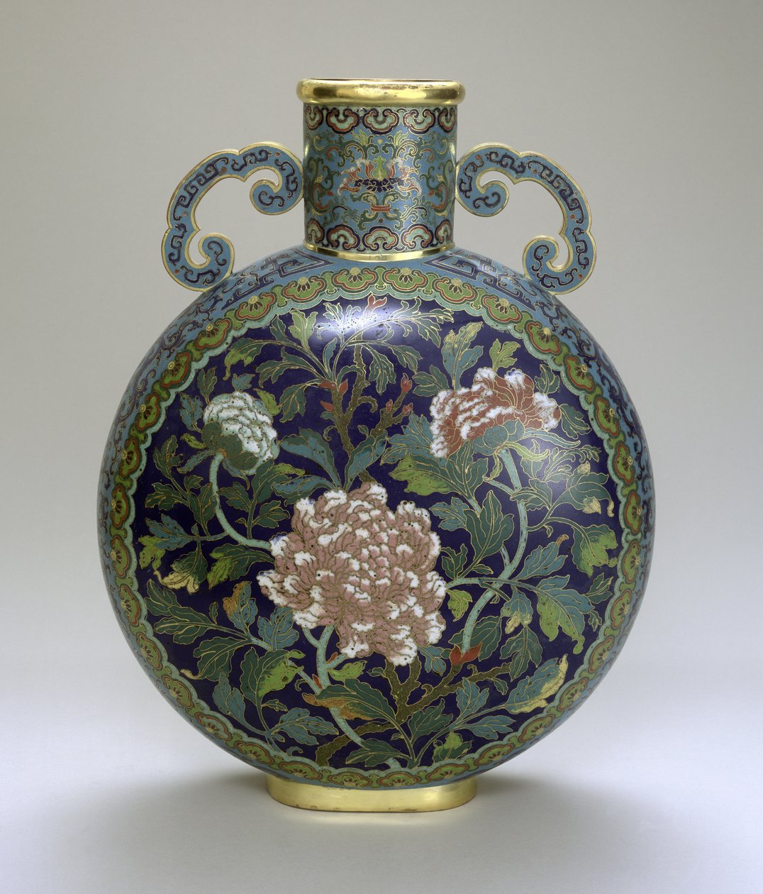 Måneflaske (cloisonne-emalje) av Qing Dynasty Chinese School