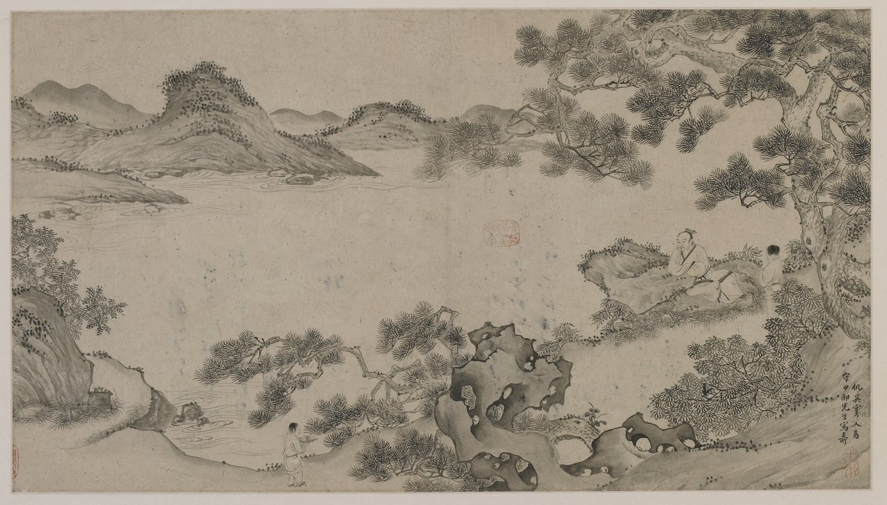 Elvelandskap (blekk på papir) av Qing Dynasty Chinese School