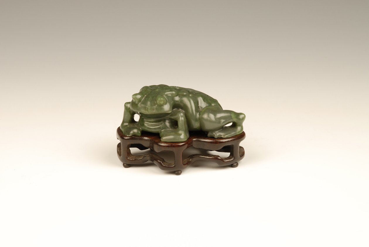 Paddestatuett (jade) av Qing Dynasty Chinese School