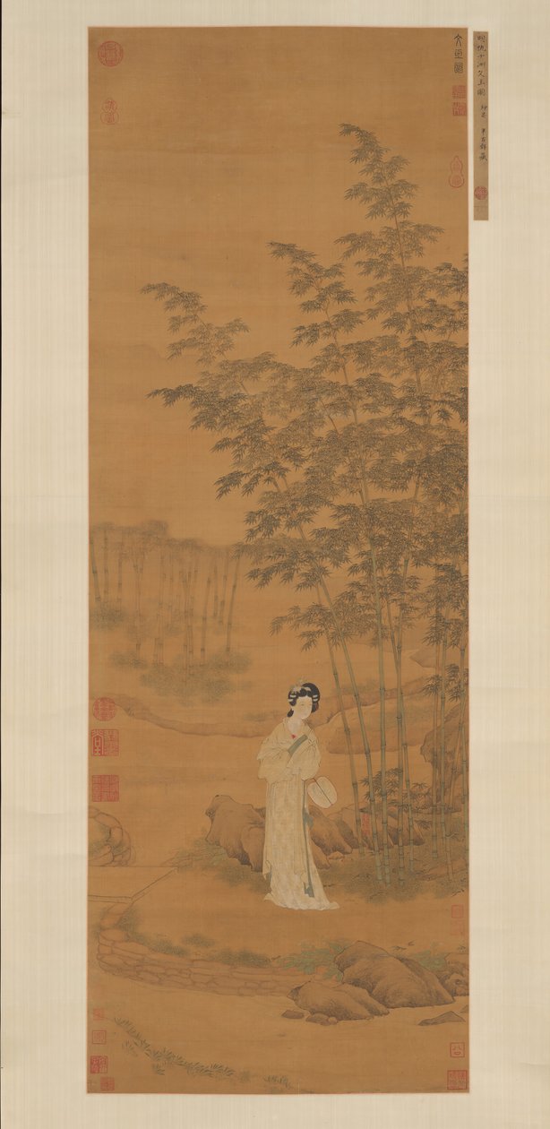 Dame i en bambuslund. av Qiu Ying
