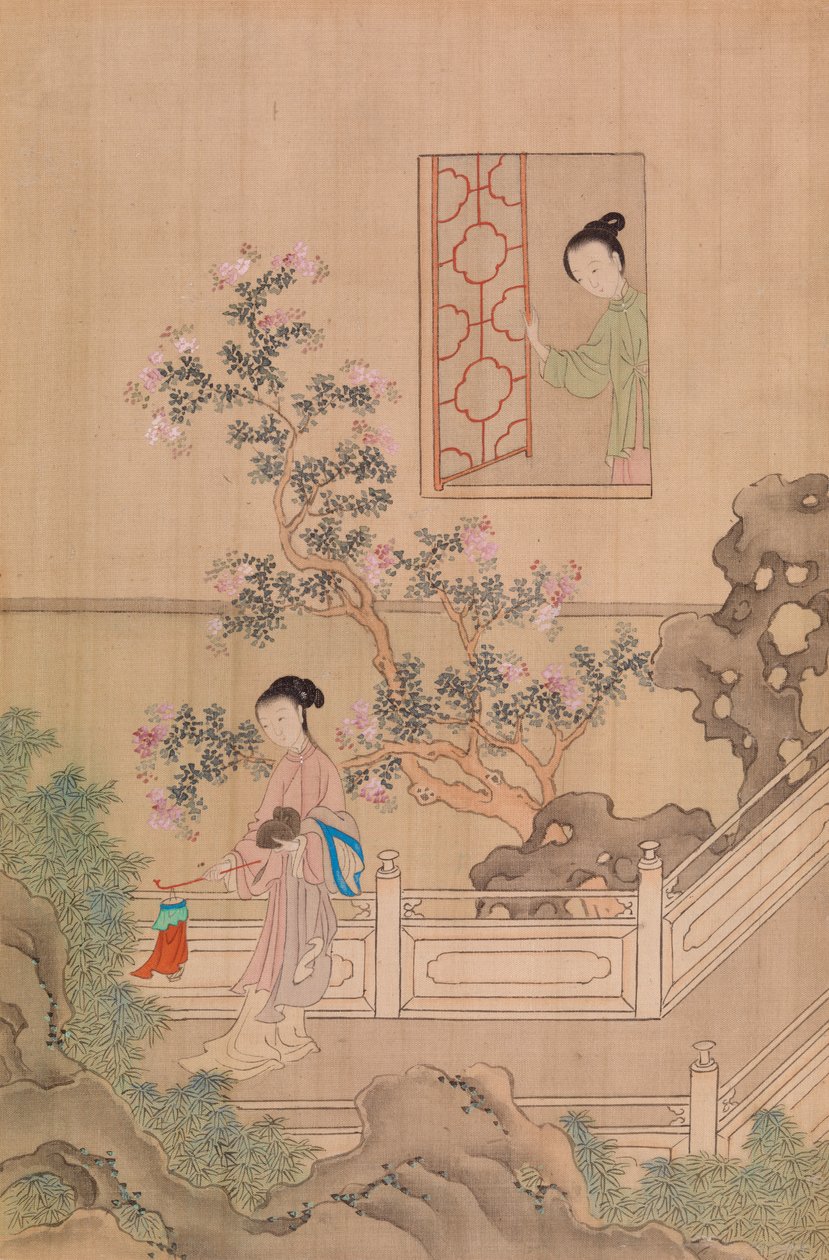 Woman on Bridge - Woman at Window av Qiu Ying