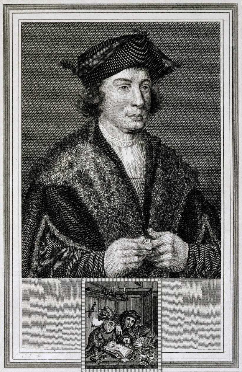 Selvportrett, gravert av J. Corner av Quentin Massys or Metsys
