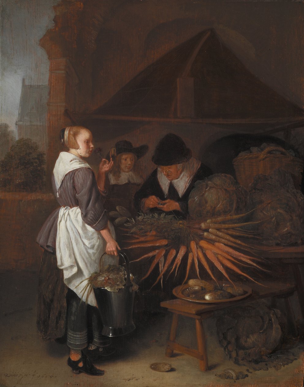 The Vegetable Stall, 1665 (olje på eikepanel) av Quiringh Van Brekelenkam