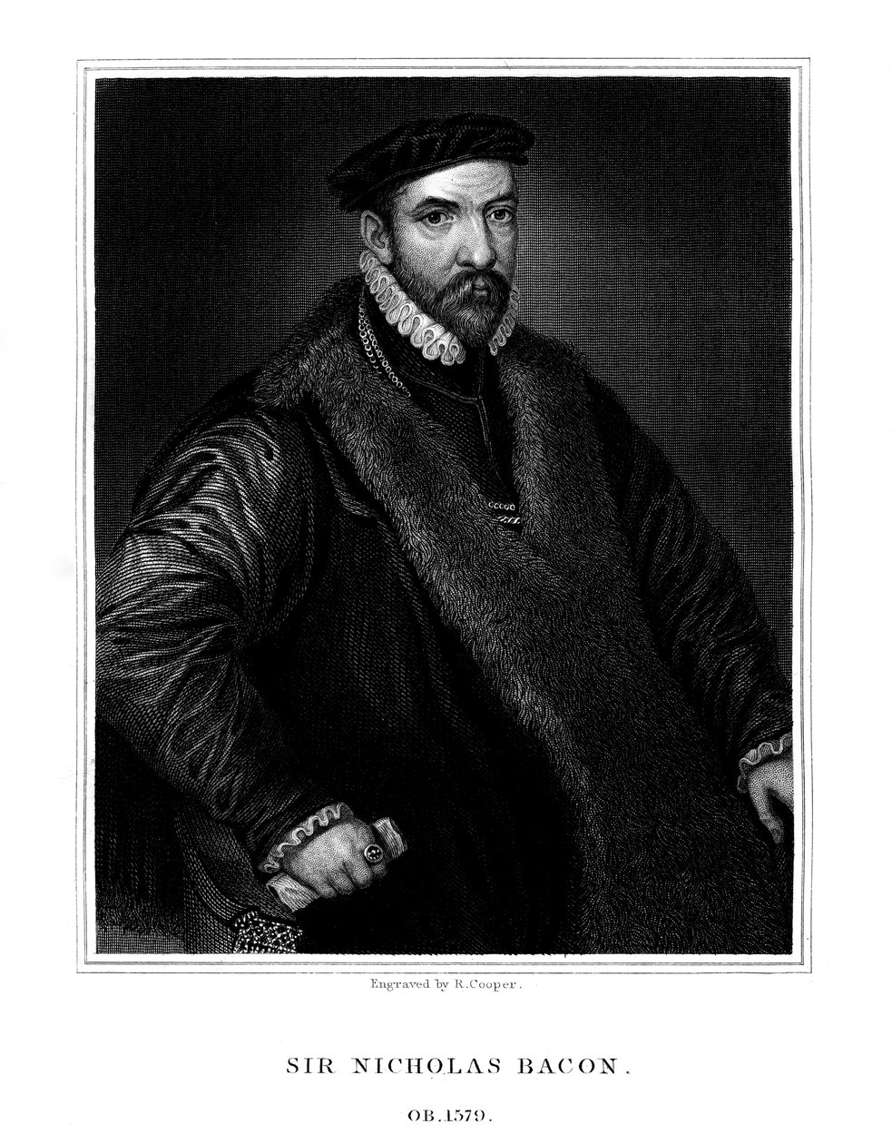 Sir Nicholas Bacon , engelsk politiker, 1826. av R. Cooper