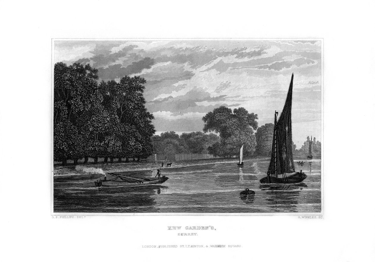 Kew Gardens, London, 1829. av R. Winkles