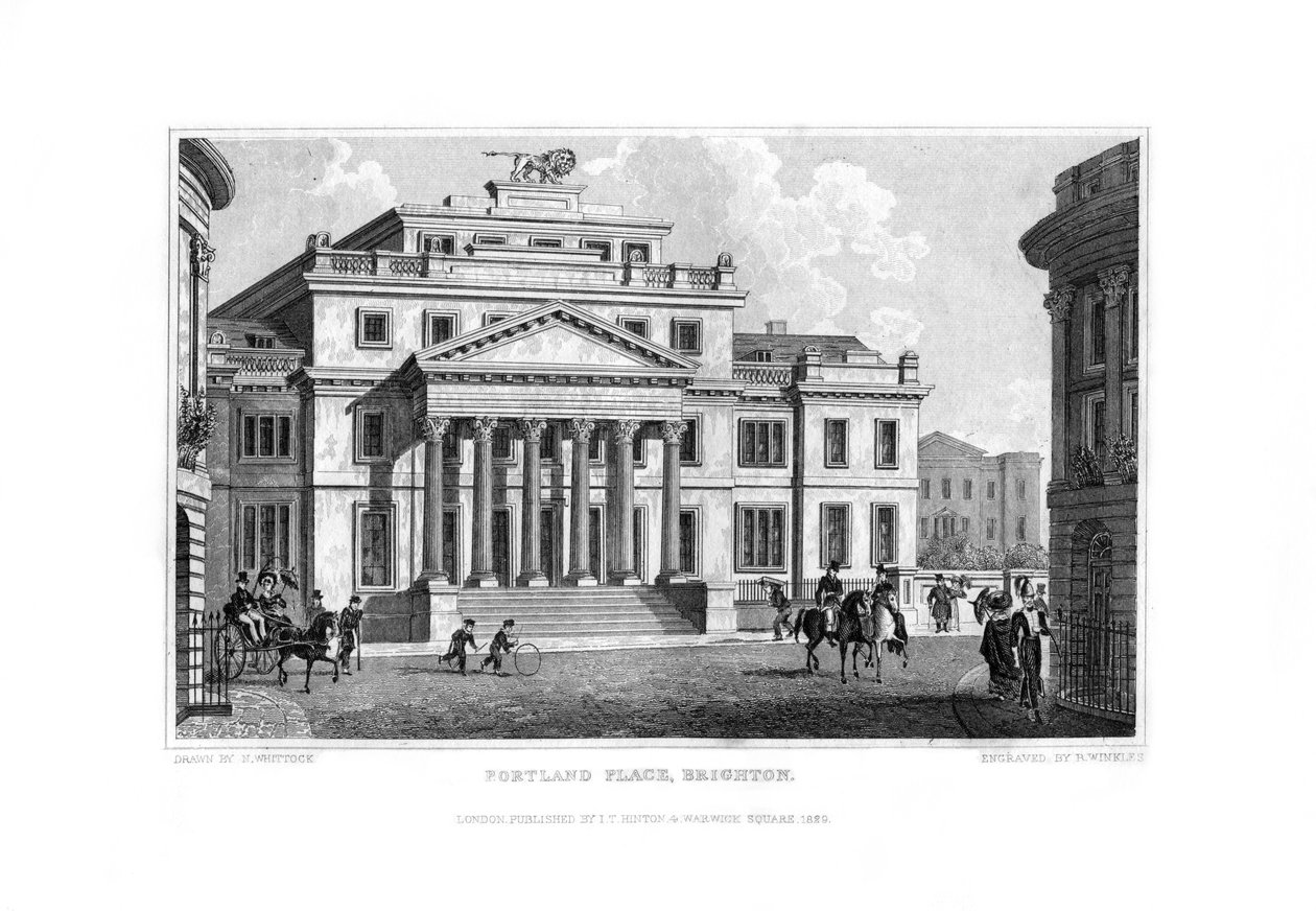 Portland Place, Brighton, East Sussex, 1829. av R. Winkles