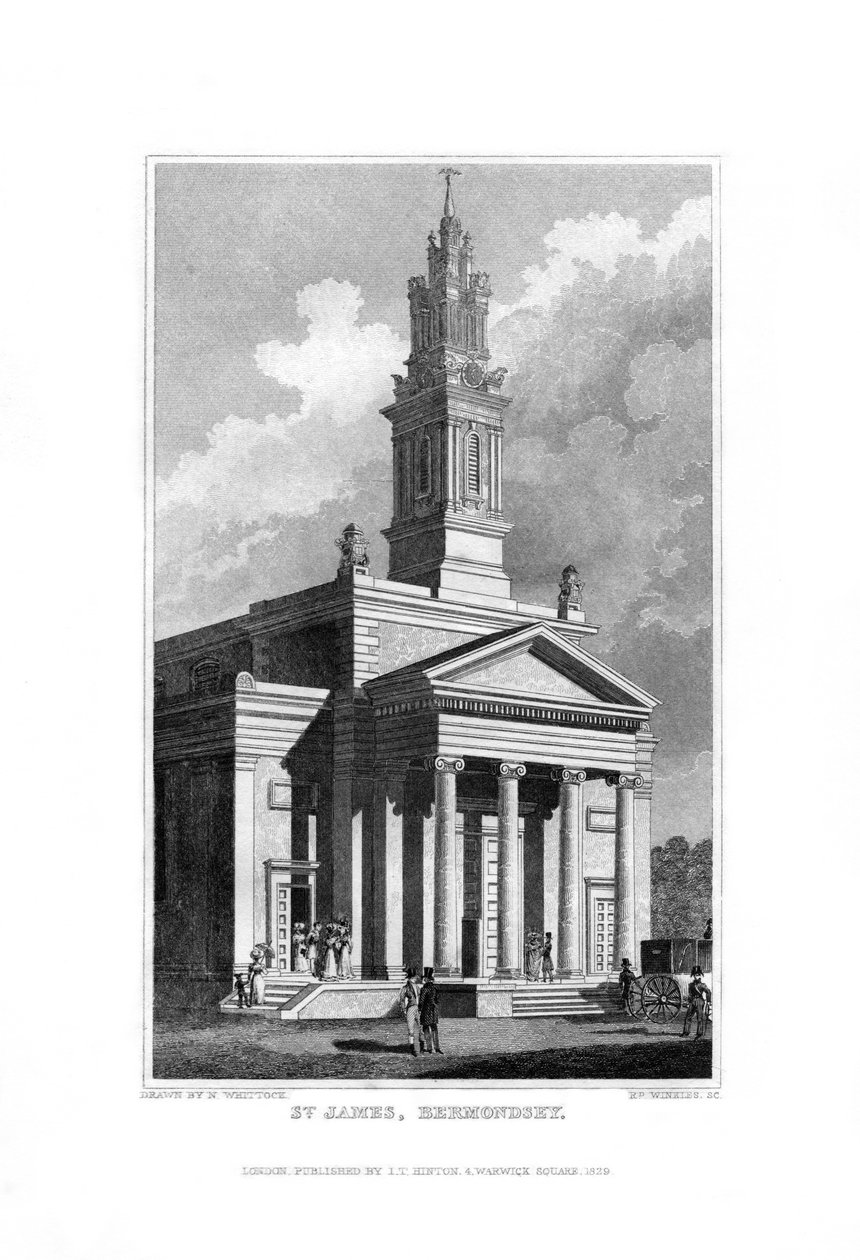St James, Bermondsey, Surrey, 1829. av R. Winkles