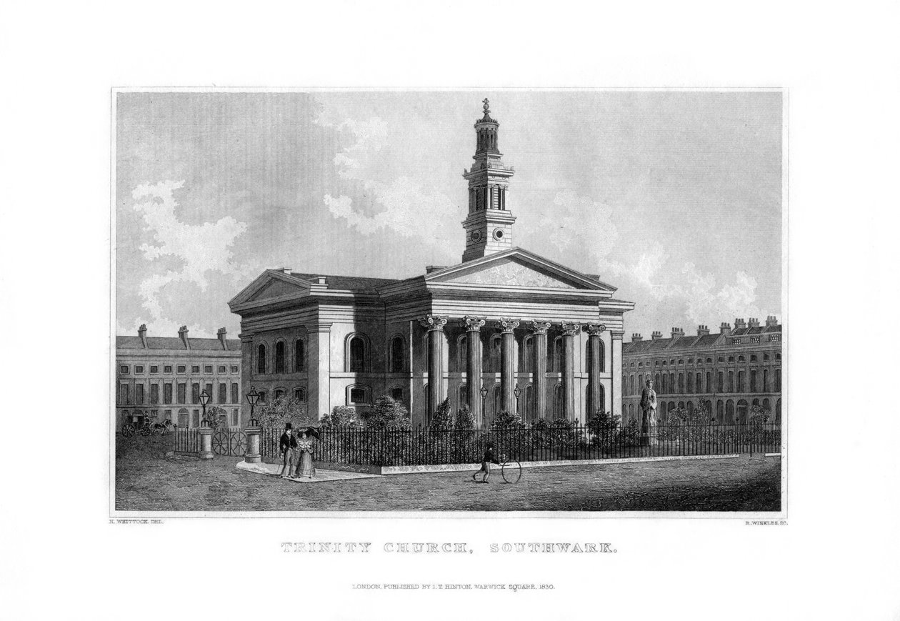 Trinity Church, Southwark, London, 1830. av R. Winkles