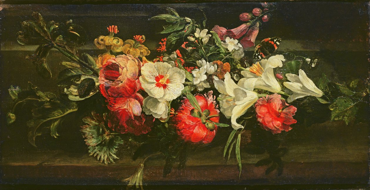 Stilleben med roser, liljer og andre blomster av Rachel Ruysch